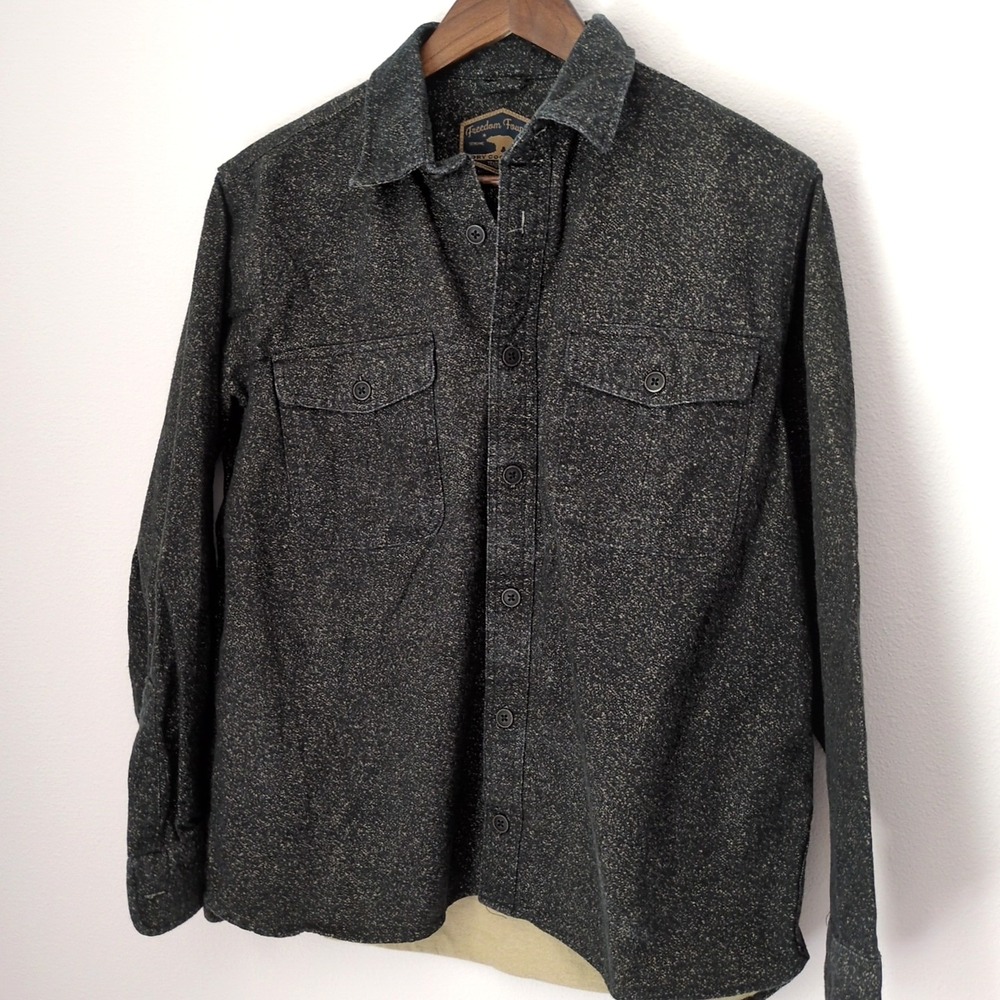 Freedom Foundry Long Sleeve Heavy Weight Chamois Flannel‎ Shirt Gray Mens Size M